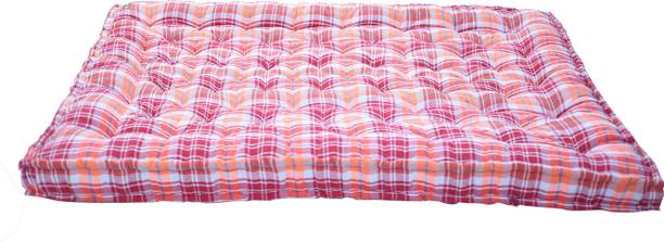 TIRAZ Box Type Heavy Border Fiber Cotton Mattress For Floor & Bed Size(Single 72x30x5) 5 inch Single Cotton Mattress