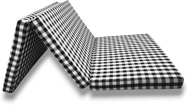 Atootfusion Black and white Foldable Single Bed EP Mattress 3 Fold 2 inch Single EPE Foam Mattress