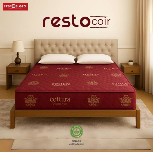 Restosleep Restocoir I Coir Mattress I Infused With Cooling Gel Foam I Medium Firm 5 inch Double Bonded Foam Mattress