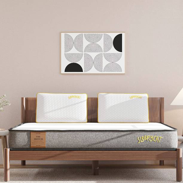 SleepyCat Switch Dual Comfort Mattress - Medium & Firm Feel 4 inch Queen High Density (HD) Foam Mattress