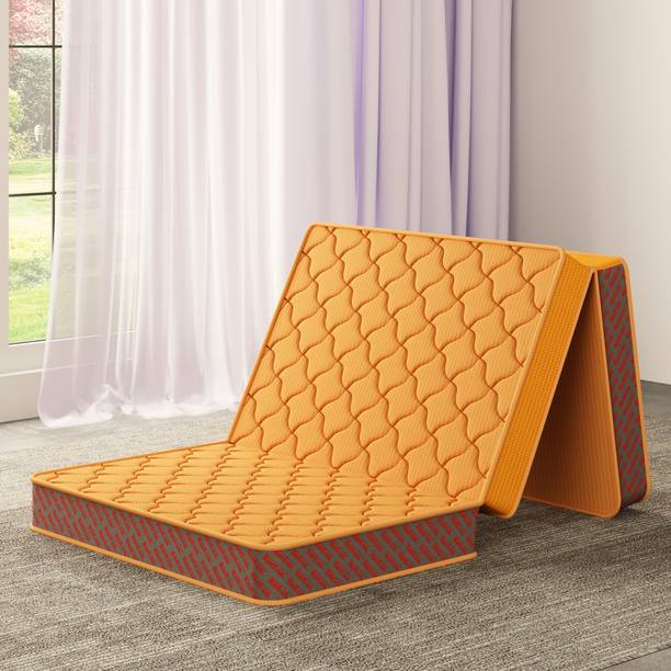 KURLON Aaram Tri-Fold, PU Foam, Compact & Foldable 3 inch Single Coir Mattress