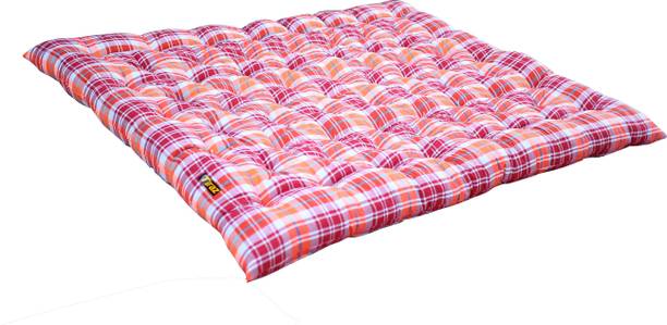 TIRAZ Heavy Border Fiber Cotton Mattress For Floor & Bed Size(Queen 72x60x4) 4 inch Queen Cotton Mattress