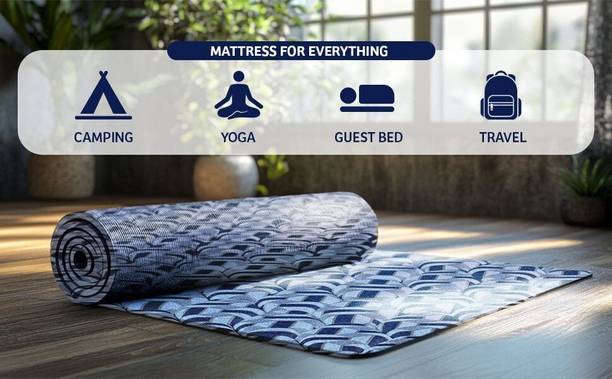 Sleepwell Travel Mattress | 3-Layer Quiltec Quilting | Extra Soft | Multi-Purpose 1 inch Single PU Foam Mattress