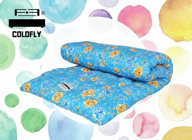 COLOFLY Soft Cotton Multicolour Mattress / Gadda Single Bed Blue 4 inch Single Cotton Mattress