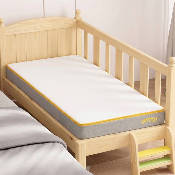 SleepyCat Natural Latex Baby Mattress | Firm Support | GOLS Certified | Waterproof Cover 4 inch Single High Density (HD) Foam Mattress