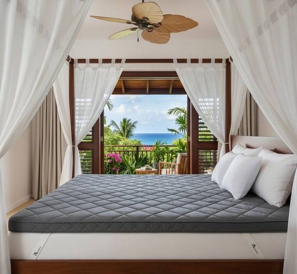 DozeIQ 100% Natural Latex Luxury Soft Cooling Mattress Topper 2 inch King Natural Latex Mattress