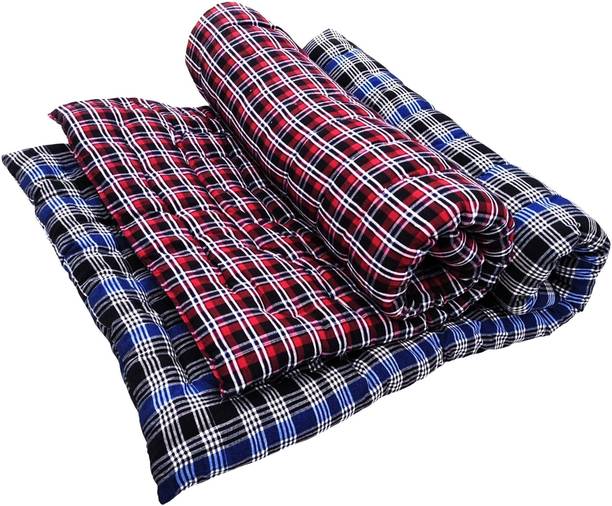 ARSH Combo Blue & Red Soft Cotton Gadda for Bed 3x6 Foldable Mattress 3 inch Single Cotton Mattress