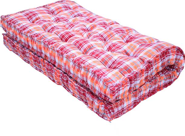 TERAZ Box Type Heavy Border Fiber Cotton Mattress For Floor & Bed Size(Double 78x72x5) 5 inch King Cotton Mattress