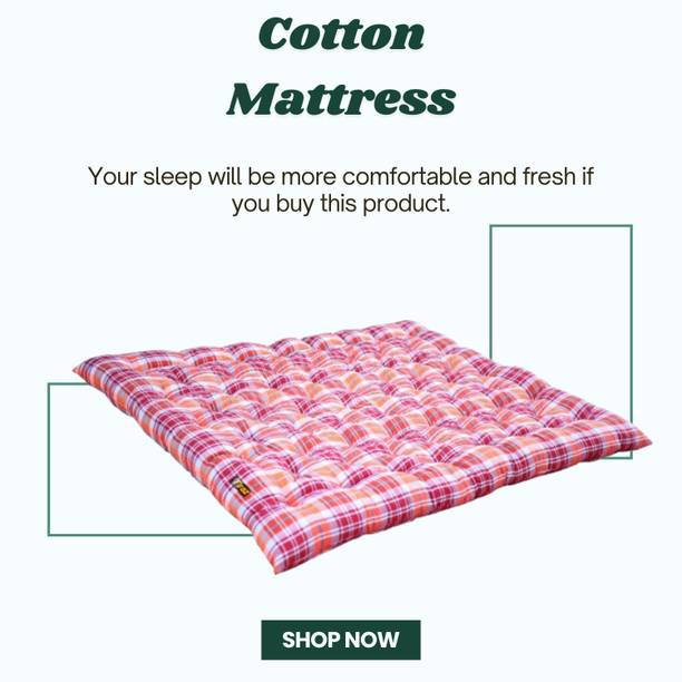 TIRAZ Regular Type Cotton Mattress,Gadda For Floor & Bed (Queen Size 72x60x4) 4 inch Queen Cotton Mattress