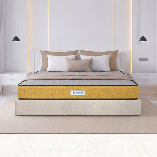 Sleepwell Ortho Pro Spring, Euro Top Finish, Triple-Zone Pocket Spring, Acuprofile Tech 6 inch Double Pocket Spring Mattress