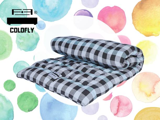 COLOFLY Soft Cotton Multicolour Mattress / Gadda Single Bed Blue 4 inch Single Cotton Mattress