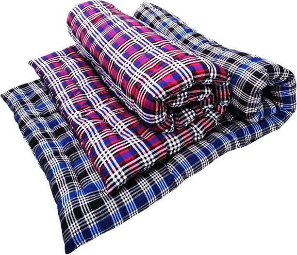 ARSH Combo BlueR & Blue Soft Cotton Gadda for Bed 3x6 Foldable Mattress 3 inch Single Cotton Mattress