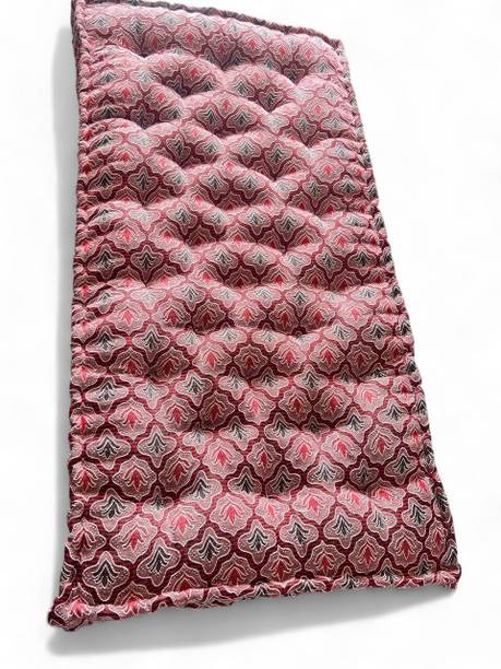 IMSmartMart Gadda Medium Firm (3X6 ft or 72X36 Inches, Box) Embroidery Design (Maroon) 5 inch Single Cotton Mattress