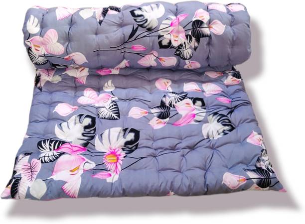 Deevine Craft Grey Floral 3D Design Mattress 3 inch Single Cotton Mattress