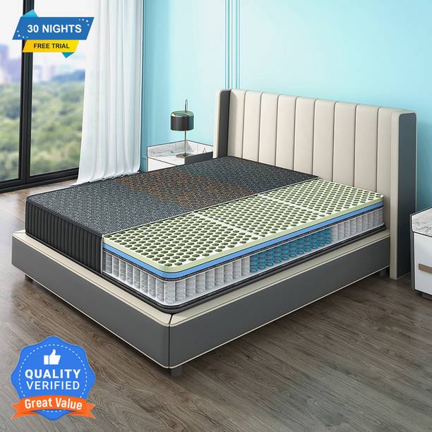 Sleepyhead Technic Hybrid Designed by Duroflex - 3 Zone 6D Hexagon Grid, 3K+ Air Pockets 8 inch Double Pocket Spring Mattress