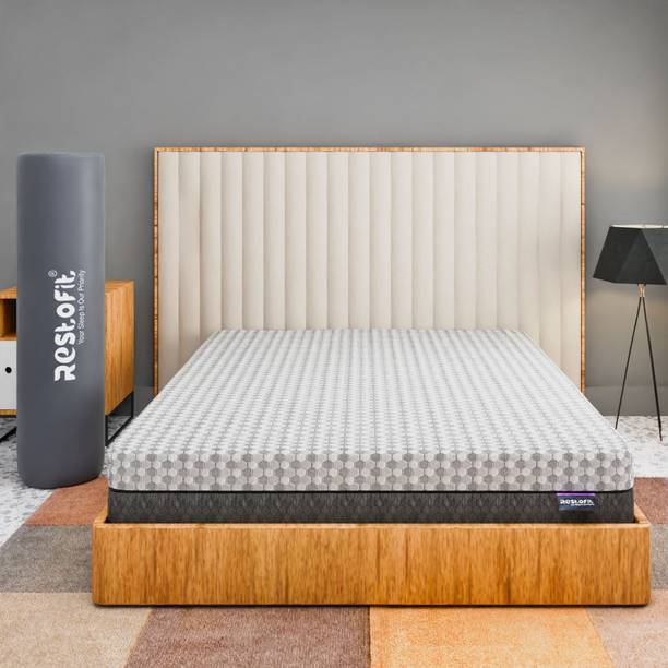 Restofit 4-Layer Premium Natual Latex Mattress with Viscose Cotton Zipper Cover 8 inch King Latex Foam Mattress