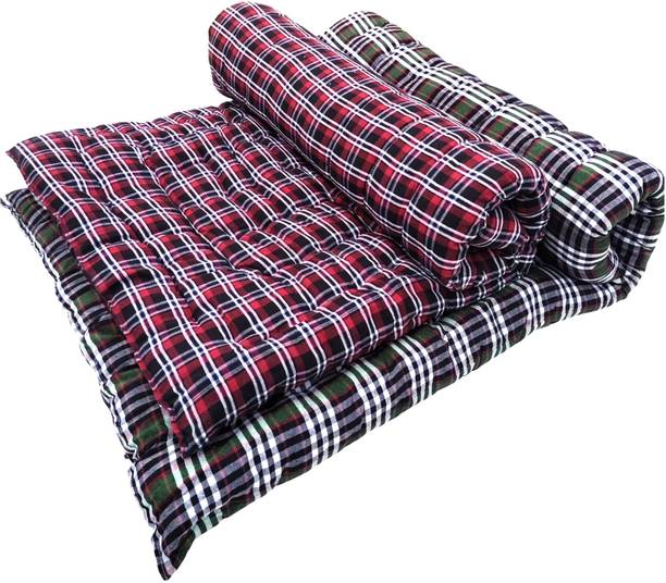 ARSH Combo of Green & Red Soft Cotton Gadda for Bed 3x6 Foldable Mattress 3 inch Single Cotton Mattress