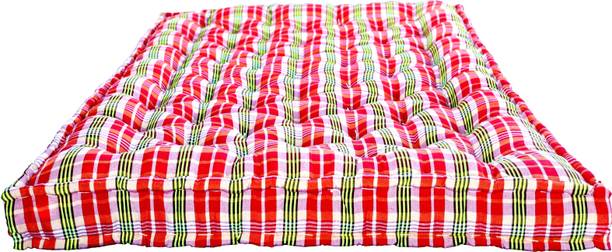 TIRAZ MATTRESS Box Type Heavy Border Fiber Cotton Mattress For Floor & Bed Size(Double 72x48x5) 5 inch Double Cotton Mattress