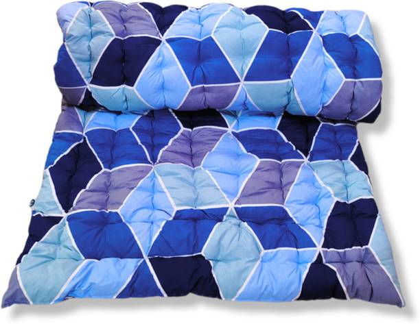 Deevine Craft Shades of Blue Mattress 3 inch Single Cotton Mattress