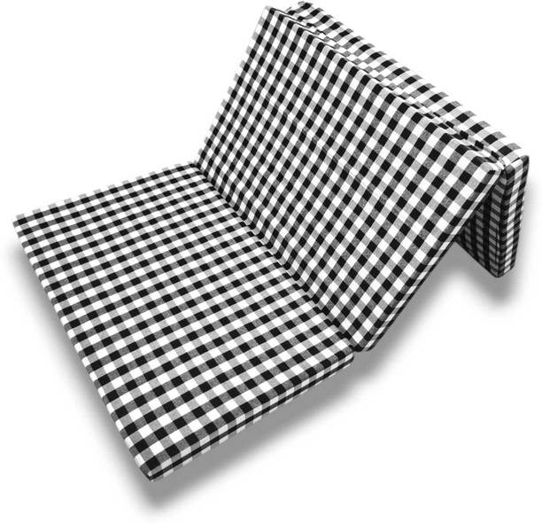 Atootfusion Black and white Foldable Single Bed EP Mattress 3 Fold Inch - 5 inch Single EPE Foam Mattress
