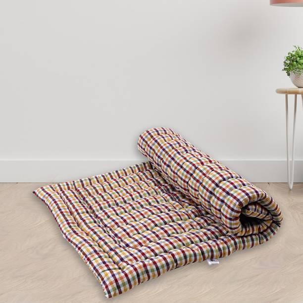 Pillowking Foldable Soft Cotton Filled Mattress Thin Mattress Multi Lines (3x6) 3 inch Single Cotton Mattress