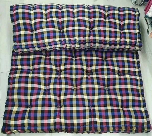 RAJASTHAN HANDLOOM Soft Cotton Multicolour 6X5ft Mattress / Gadda 5 inch Queen Cotton Mattress