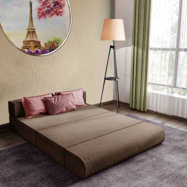 Dr Smith 4X6-Feet Foldable Sofa Bed-Two Seater-Brown 8 inch Double EPE Foam Mattress
