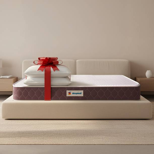 Sleepwell Orthopedic, Anti Microbial, Medium Firm Support with 2 Huggs Classic Pillows, 8 inch King Memory Foam Mattress