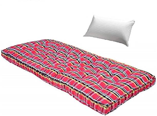 Deevine Craft (3X6 ft or 72X36X5 Inches) Single Bed Mattress with Pillow 5 inch Single Cotton Mattress