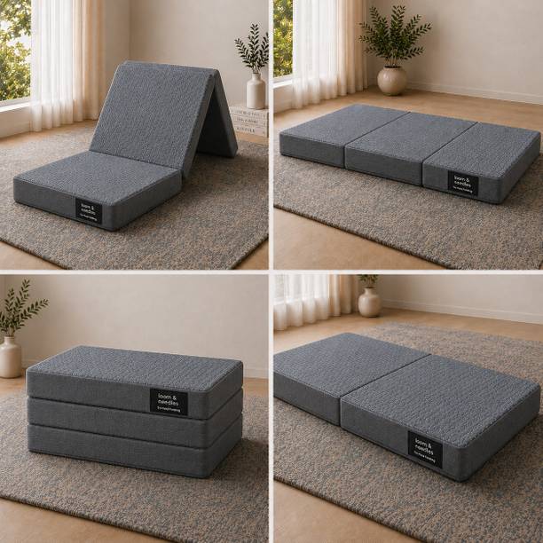 Loom & Needles Trifold Foldable Folding 3 Fold Collapsable 4 inch Single High Resilience (HR) Foam Mattress