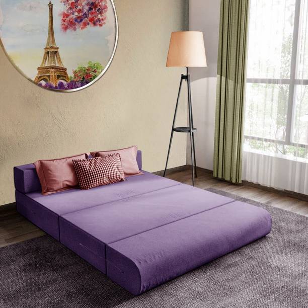 Dr Smith 4X6-Feet Foldable Sofa Bed-Two Seater-Purple 8 inch Double EPE Foam Mattress