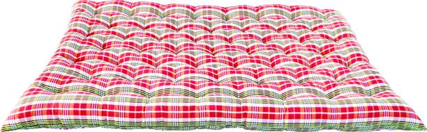 TEERAZ Cotton, Gadda Heavy Border Fiber Cotton Mattress For Floor & Bed Size (78x60x4) 4 inch Queen Cotton Mattress