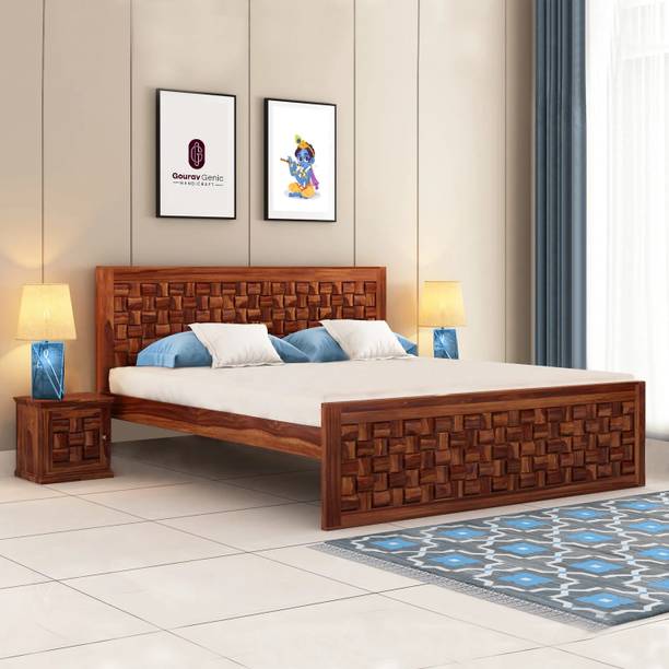 Flipkart Perfect Homes NIWAR Rosewood ( Sheesahm ) Solid Wood Queen Bed, 208.28 cm x 162.56 cm (6.83 ft x 5.33 ft)