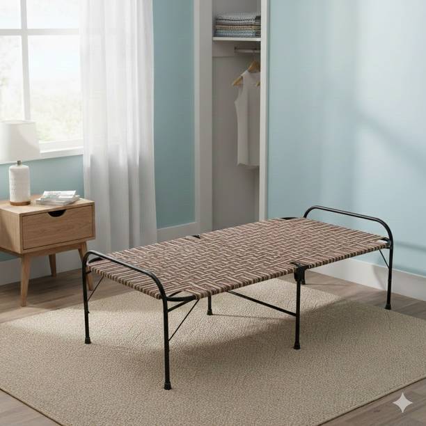 Malik Enterprises SINGLE PORTABLE BED 3X6 FEET Metal Single Bed, 182 cm x 76 cm (5.97 ft x 2.49 ft)