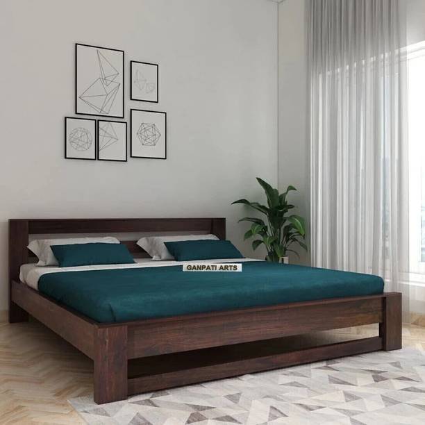 Ganpati Arts Sheesham Wood Queen Bed/Wooden Cot/Wooden Without Storage Bed For Bedroom/Hotel Solid Wood Queen Bed