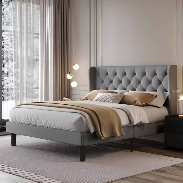 Flipkart Perfect Homes Engineered Wood Upholstered Queen Size Bed with Headboard for Bedroom Engineered Wood Queen Bed