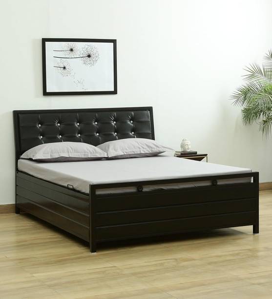 HomeHub Furniture ( 6X5 ) Metal Bed Queen Size With Storage Box Metal Double Box, Hydraulic Bed
