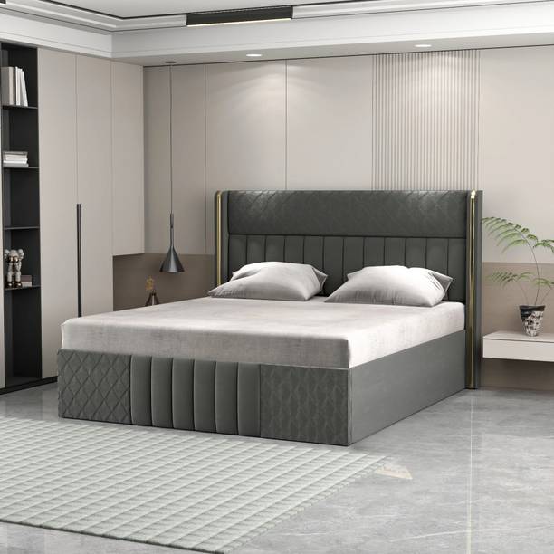 CARLTON LONDON Upholstered bed with storage And Headboard For Bedroom Without Mattress Engineered Wood King Box Bed