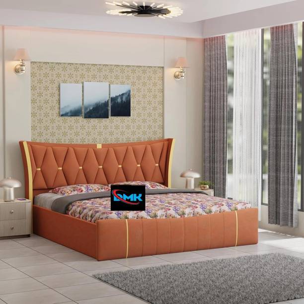 Worldwood Double cot bed, Double bed furniture, Upholstered Headboard Engineered Wood King Box Bed