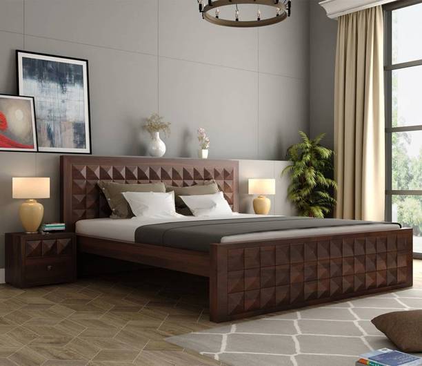 Flipkart Perfect Homes Diamond Bed For your Place Solid Wood Queen Bed