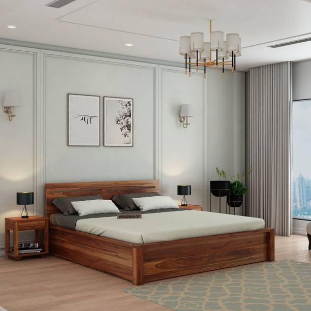 WOODENJOY Sheesham Wood Bed/Wooden King Bed/Wooden Bed/Cot With Box Storage For Home Solid Wood King Box Bed