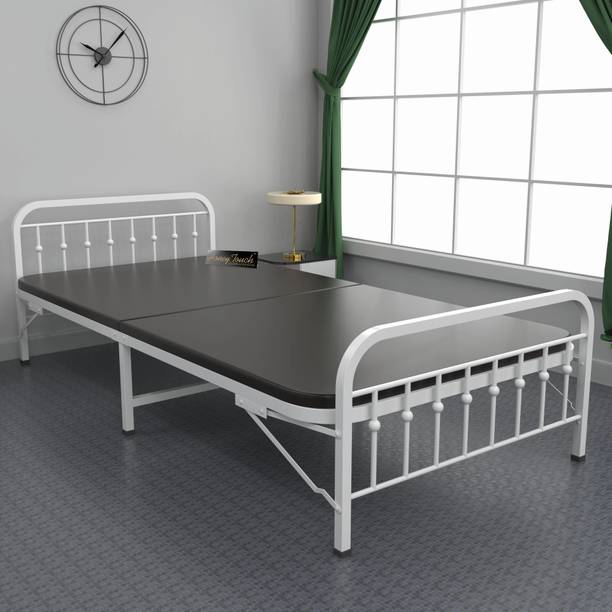 HoneyTouch Folding Bed Single with Mattress | No Assembly Required | Metal Single Bed, 190 cm x 91 cm (6.23 ft x 2.99 ft)