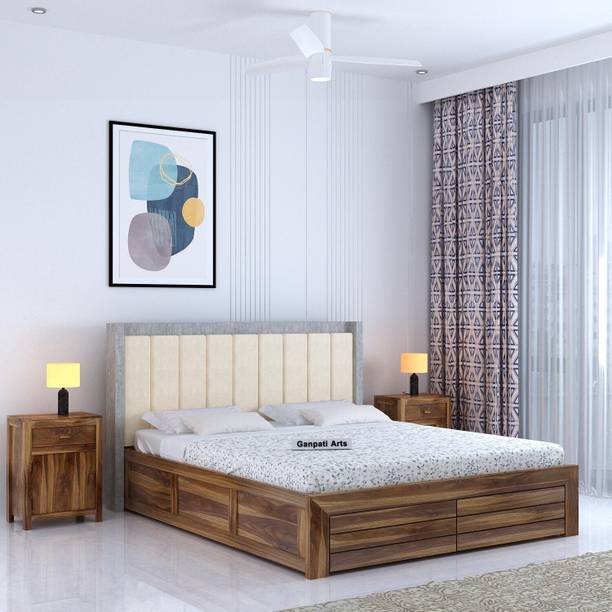 Ganpati Arts Sheesham Wood Hynes Bed/Cot/Wooden Palaung With Storage For Bedroom/Home/Hotel Solid Wood King Box Bed