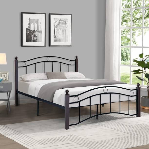 SIYA ART Iron Frame King Size Bed Without Storage for Bedroom Metal King Bed