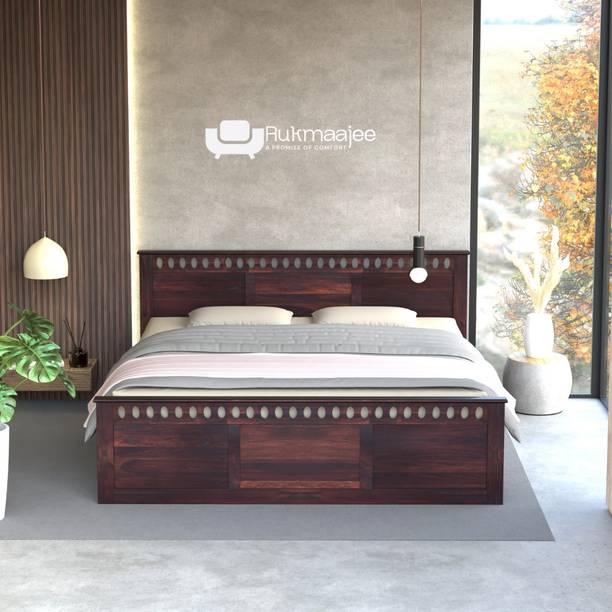 Rukmaajee Walnut Series Solid Wood King Box Bed, 45 cm x 182 cm (1.48 ft x 5.97 ft)