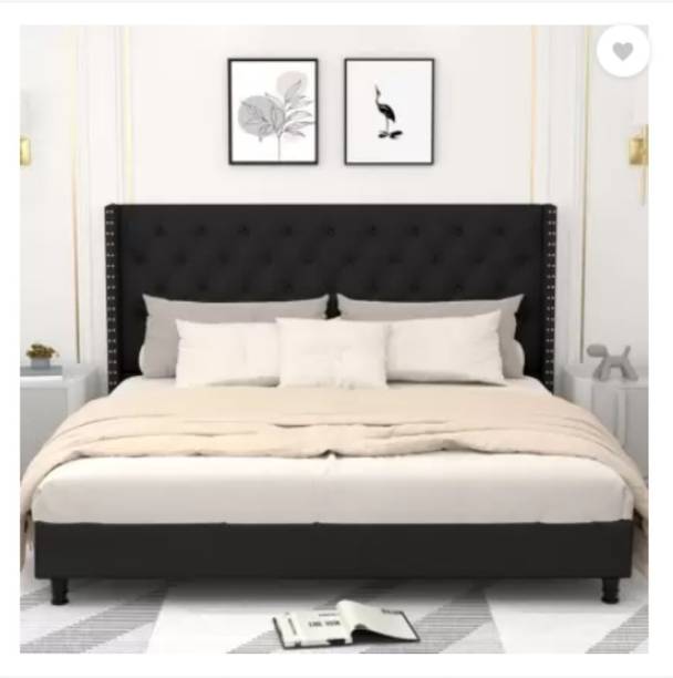 DMKDecor Button Tufted & Diamond Line Headboard For Bedroom Engineered Wood King Bed