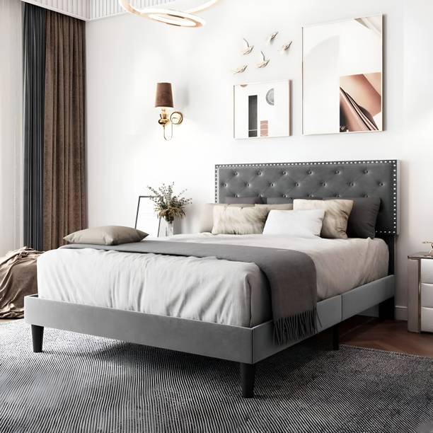 Flipkart Perfect Homes Engineered Wood Upholstered Queen Size Bed With Headboard For Bedroom Engineered Wood Queen Bed