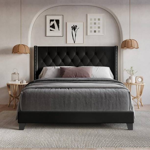 Flipkart Perfect Homes Button Tufted & Diamond Line Headboard Engineered Wood Queen Bed