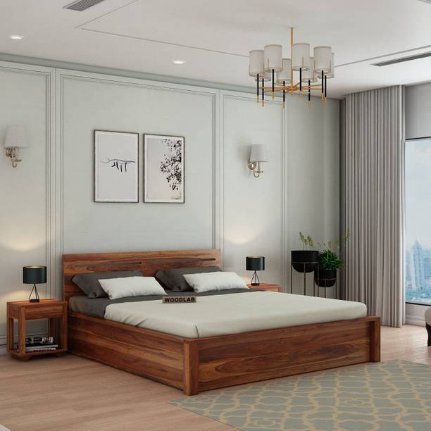WOODENJOY Sheesham Wood Bed/Wooden Queen Bed/Wooden Bed/Cot With Box Storage For Home Solid Wood Queen Box Bed