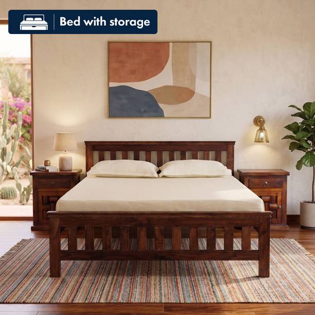 HOME NEST Sheesham Wood Without Storage Bed/Cot/Palaung For Bedroom/Home/Hotel Solid Wood Queen Bed, 205 cm x 163 cm (6.73 ft x 5.35 ft)
